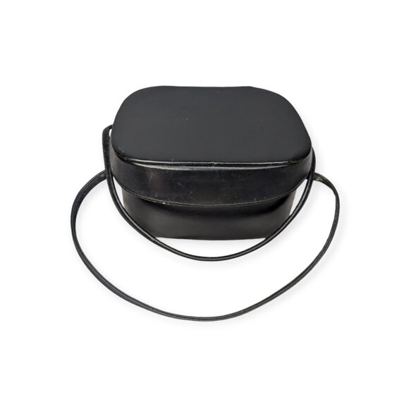 Vintage Black Leather Handbag with Double Handles Snap Closure - Picture 2 of 15